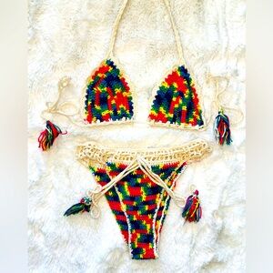 Colorful Crochet Bikini Set Size Small